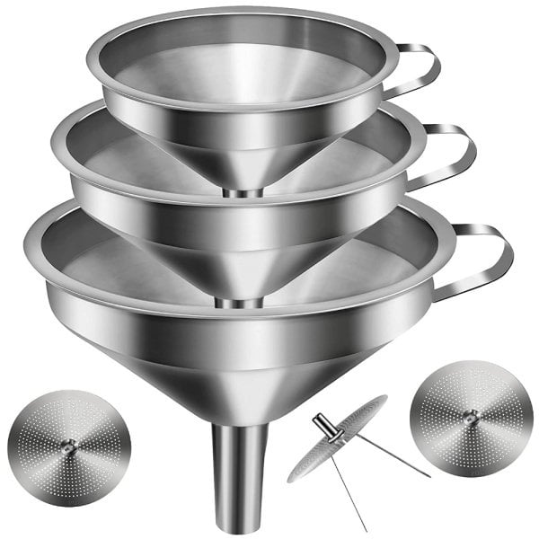 Borox Paslanmaz Çelik Huni Filtreli 110 mm - Kulplu Süzgeçli