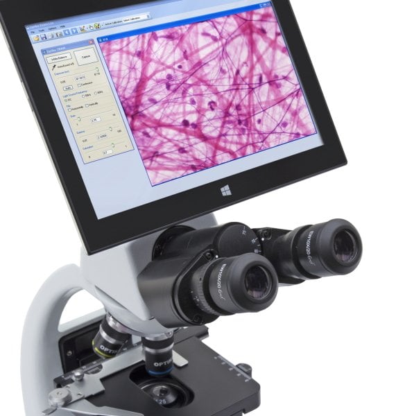 OPTIKA B-190TBPL Dijital Binoküler Araştırma ve Biyoloji Mikroskobu 1000x - 10.1'' Tablet PC ve 3.1MP Kameralı Ekranlı Mikroskop