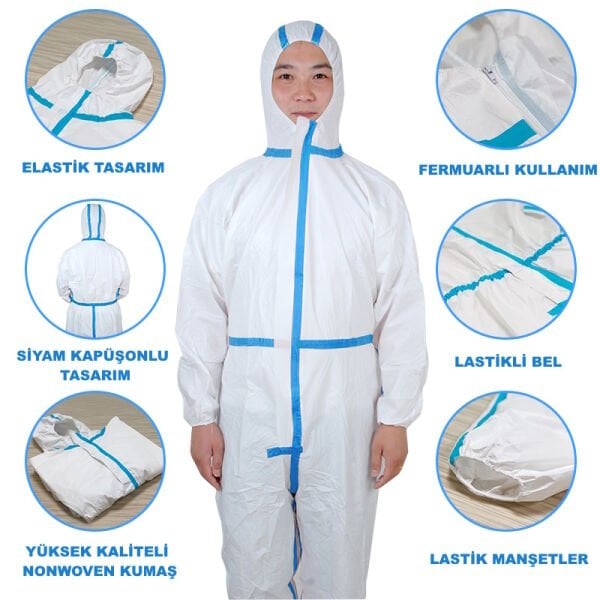 Borox Kimyasal Koruyucu Tulum XS - Nonwoven Tek Kullanımlık