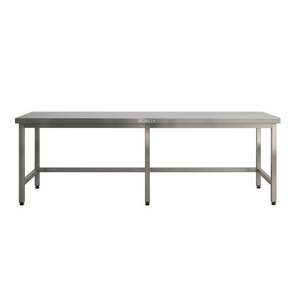 Borox Paslanmaz Çelik Laboratuvar Masası 260x80x85mm - Büyük Deney Masası - Çalışma Tezgahı