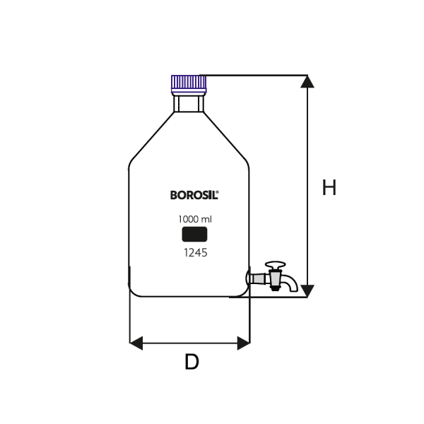 Borosil Cam Aspiratör Şişe 2000 ml - Musluklu Şişe 2 Litre