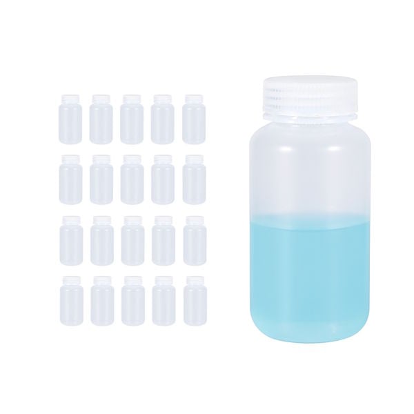 Borox Numune Şişesi 250ml - Vida Kapaklı - PP Şeffaf Şişe - Geniş Ağızlı Saklama Şişesi - 20 Adet Toptan