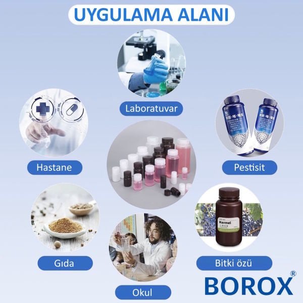 Borox Numune Şişesi 500ml - Vida Kapaklı - PP Şeffaf Şişe - Geniş Ağızlı Saklama Şişesi - 12 Adet Toptan