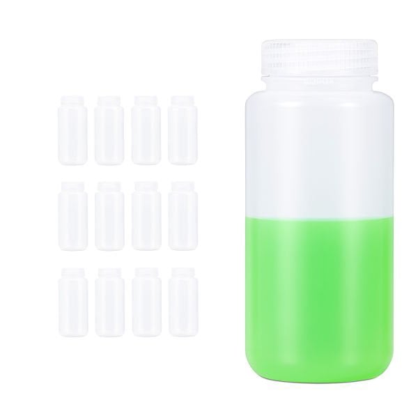 Borox Numune Şişesi 500ml - Vida Kapaklı - PP Şeffaf Şişe - Geniş Ağızlı Saklama Şişesi - 12 Adet Toptan
