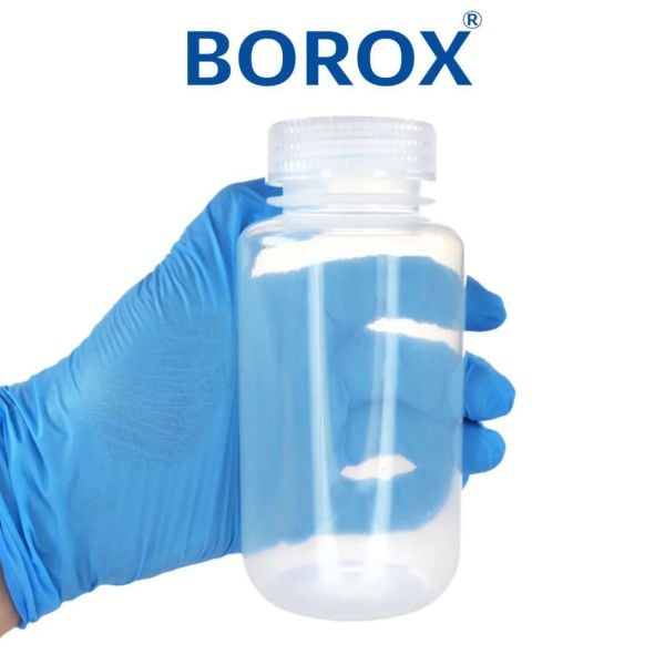 Borox Numune Şişesi 500ml - Vida Kapaklı - PP Şeffaf Şişe - Geniş Ağızlı Saklama Şişesi - 12 Adet Toptan