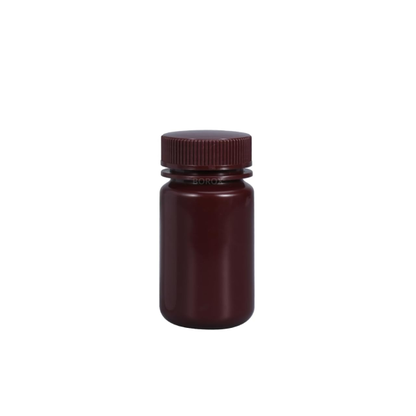 Borox Numune Şişesi 125ml - Vida Kapaklı - HDPE Amber Şişe - Geniş Ağızlı Saklama Şişesi - 20 Adet Toptan