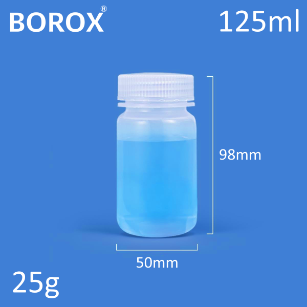 Borox Numune Şişesi 125ml - Vida Kapaklı - HDPE Amber Şişe - Geniş Ağızlı Saklama Şişesi - 20 Adet Toptan