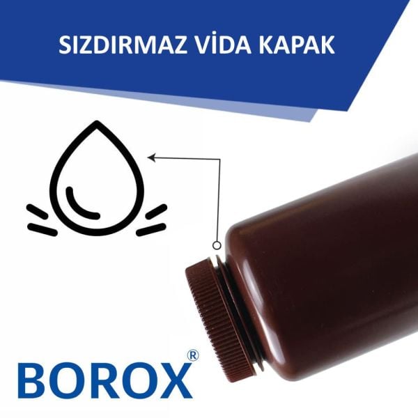 Borox Numune Şişesi 125ml - Vida Kapaklı - HDPE Amber Şişe - Geniş Ağızlı Saklama Şişesi - 20 Adet Toptan