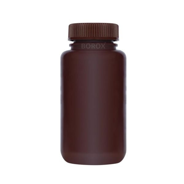 Borox Numune Şişesi 250ml - Vida Kapaklı - HDPE Amber Şişe - Geniş Ağızlı Saklama Şişesi - 20 Adet Toptan
