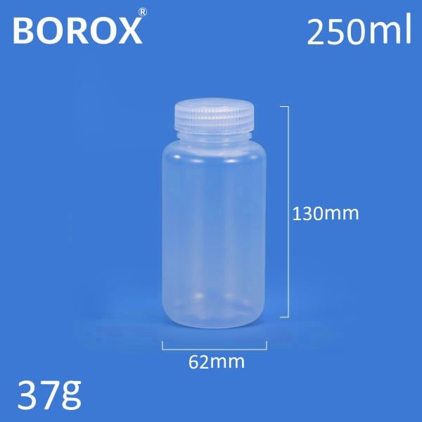 Borox Numune Şişesi 250ml - Vida Kapaklı - HDPE Amber Şişe - Geniş Ağızlı Saklama Şişesi - 20 Adet Toptan