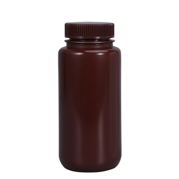 Borox Numune Şişesi 500ml - Vida Kapaklı - HDPE Amber Şişe - Geniş Ağızlı Saklama Şişesi - 12 Adet Toptan