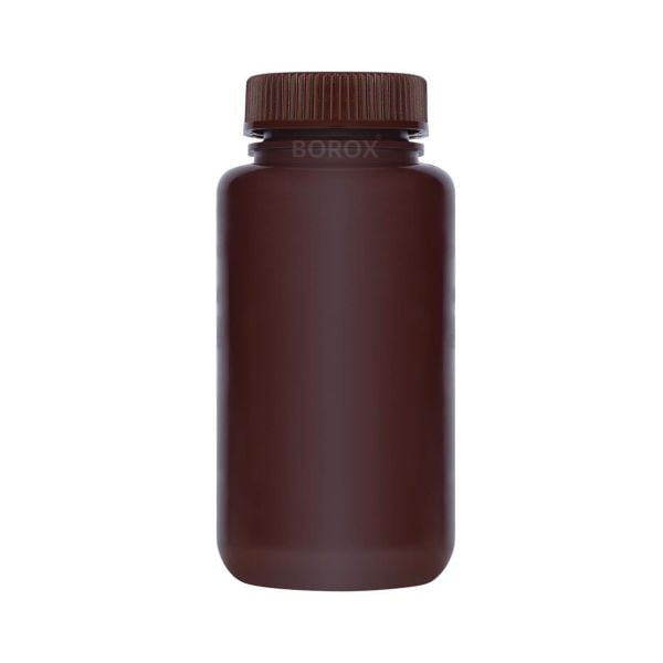 Borox Numune Şişesi 1000ml - Vida Kapaklı - HDPE Amber Şişe - Geniş Ağızlı Saklama Şişesi - 12 Adet Toptan