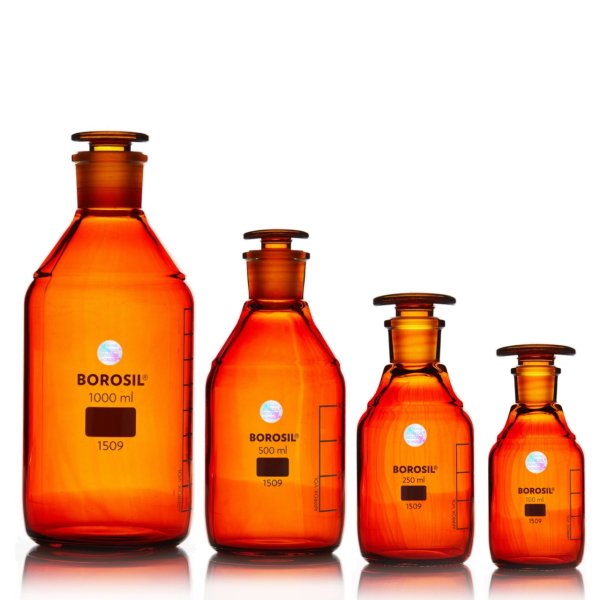 Borosil Amber Cam Miyar Şişe 500 ml - Cam Tıpalı Şişe