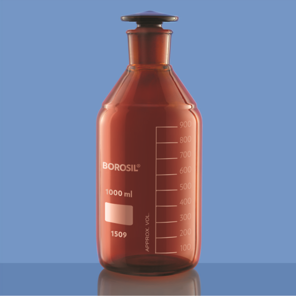 Borosil Amber Cam Miyar Şişe 2000 ml - Cam Tıpalı Şişe