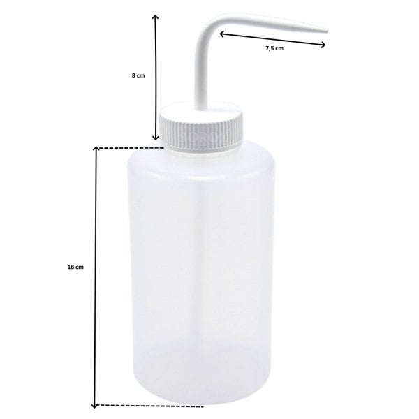 Borox Piset 1000 ml - Plastik Yıkama Şişesi - Beyaz Kapaklı