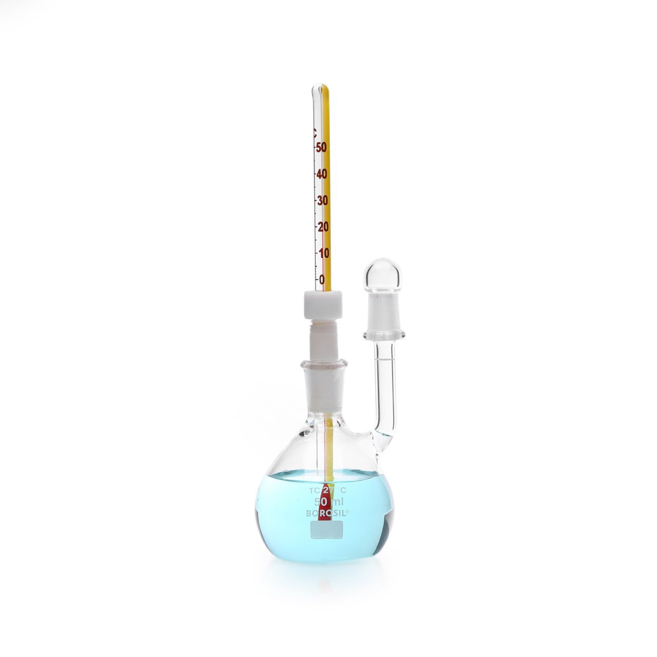 Borosil Cam Piknometre 50 ml - Kalibreli - Termometreli