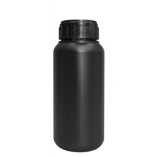 Borox Plastik Yuvarlak Şişe 500 ml Siyah - Kilit Kapaklı 100 Adet