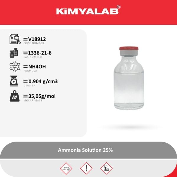 Kimyalab Amonyak 1 L - Amonyum Hidroksit - Ammonia Solution 25%