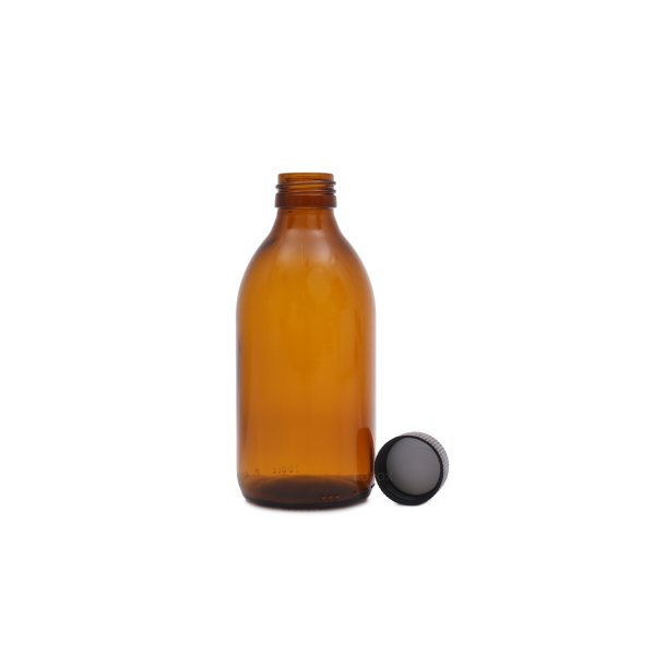 Borox Amber Cam Şişe 250 ml - Siyah Kapaklı Şişe 250cc