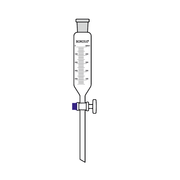Borosil Damlatma Hunisi Silindirik 1000ml - Cam Musluklu