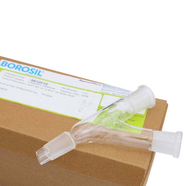 Borosil Cam Adaptör 2 Boyunlu - 45° Yukarı Açılı 19/26-19/26