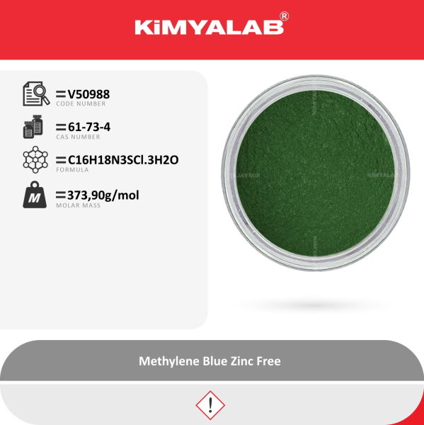 Kimyalab Metilen Mavisi Toz 100g - Methylene Blue Zinc Free For Microscopy
