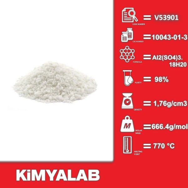 Kimyalab Alüminyum Sülfat 1 Kg - %98 Extra Pure - Aluminium Sulfate