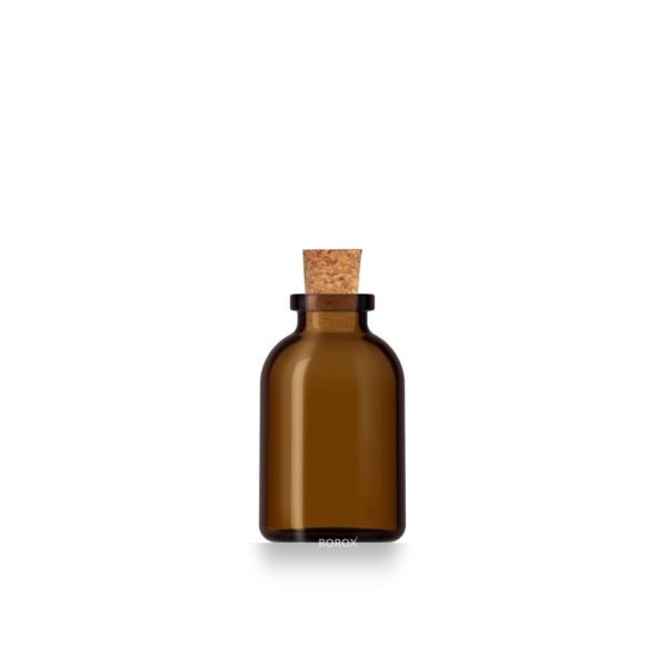 Borox Mantar Tıpalı Amber Cam Şişe - Mini Küçük Şişe 25 ml - Tıpalı Küçük Şişe 100 Adet/Paket