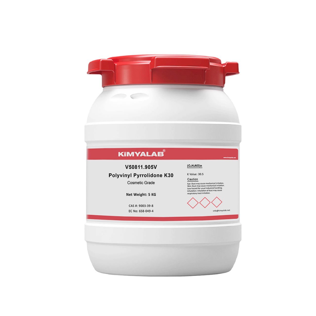 Kimyalab Polivinilpirolidon PVP - Polyvinyl Pyrrolidone K30 For Cosmetic - 5 Kg-HDPE Varil