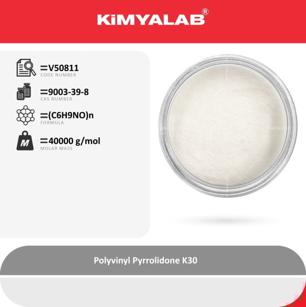 Kimyalab Polivinilpirolidon PVP - Polyvinyl Pyrrolidone K30 For Cosmetic - 3 Kg-HDPE Varil