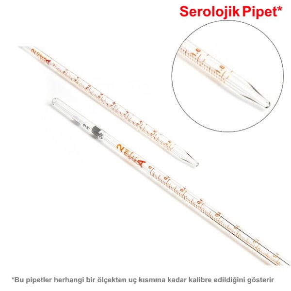 Borosil Cam Dereceli Pipet 2 ml - Serolojik Pipet - Class A