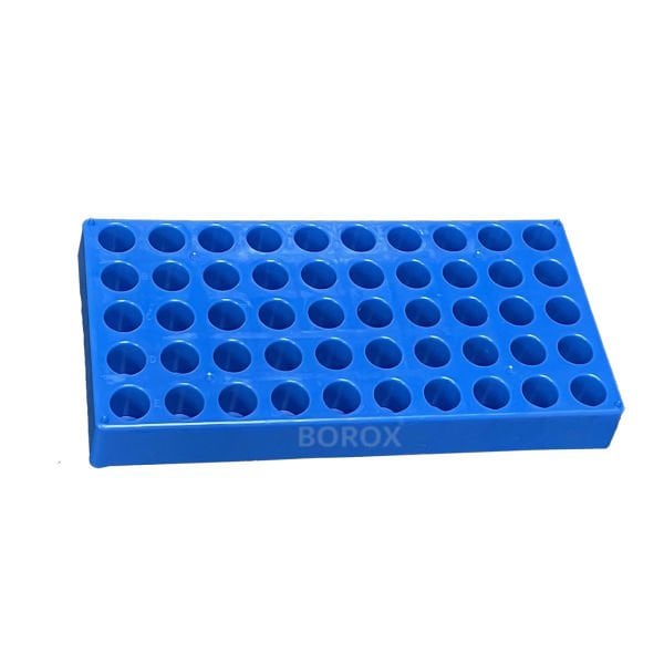 Borox Vial Standı 2 ve 4 ml Vialler İçin - 50 Delikli - Mavi - Tüplük