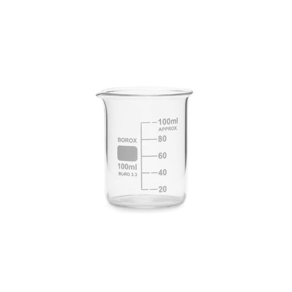 Borox Cam Beher 100 ml - Kısa Form Beaker 12 Adet-Paket
