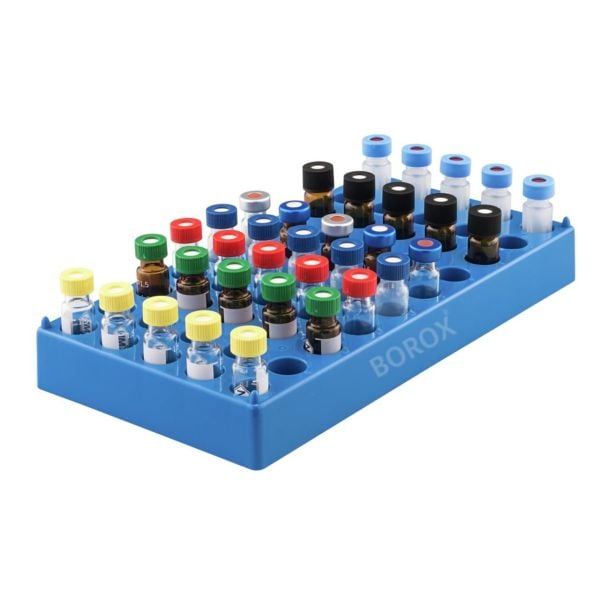 Borox Vial Standı 2 ml Vialler İçin - 50 Delikli - Mavi - Tüplük