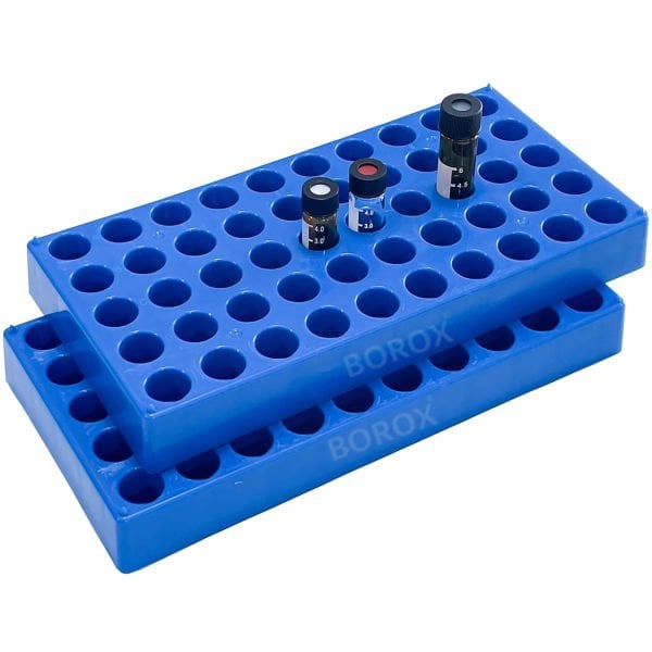 Borox Vial Standı 2 ml Vialler İçin - 50 Delikli - Mavi - Tüplük