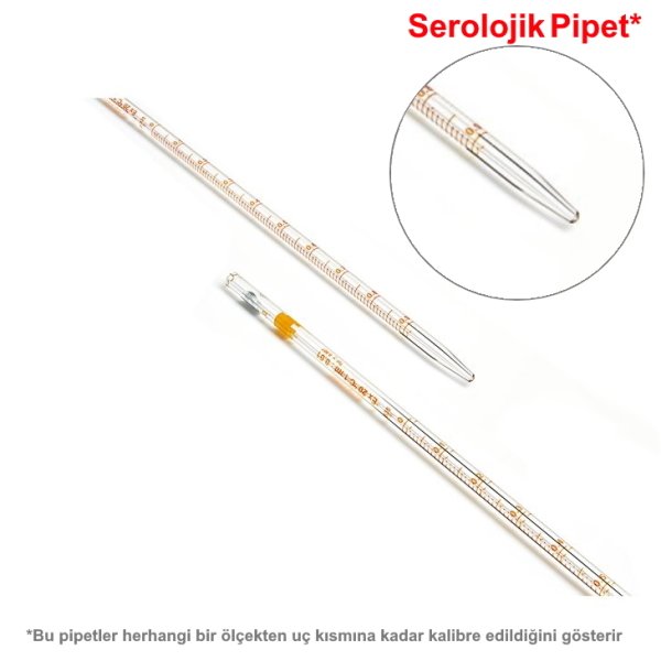 Borosil Cam Dereceli Pipet 1 ml - Serolojik Pipet - Class A