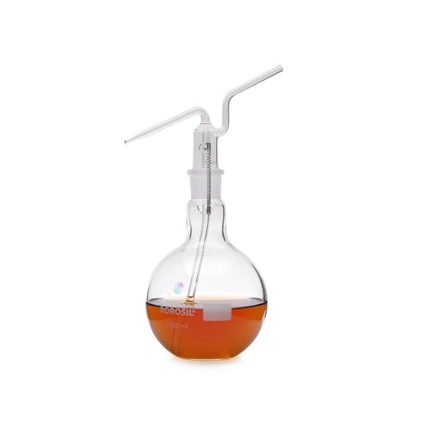 Borosil Cam Piset 1000 ml - Yıkama Şişesi - Şilifli Balon
