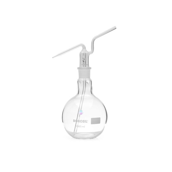 Borosil Cam Piset 1000 ml - Yıkama Şişesi - Şilifli Balon