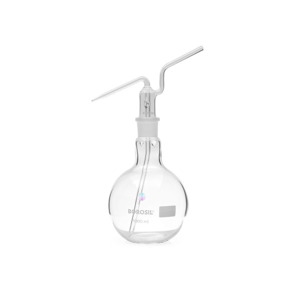 Borosil Cam Piset 1000 ml - Yıkama Şişesi - Şilifli Balon