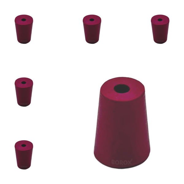 Borox Kauçuk Tıpa Delikli No 1 - 11x14x18,5mm NS 12/21 - 5Adet
