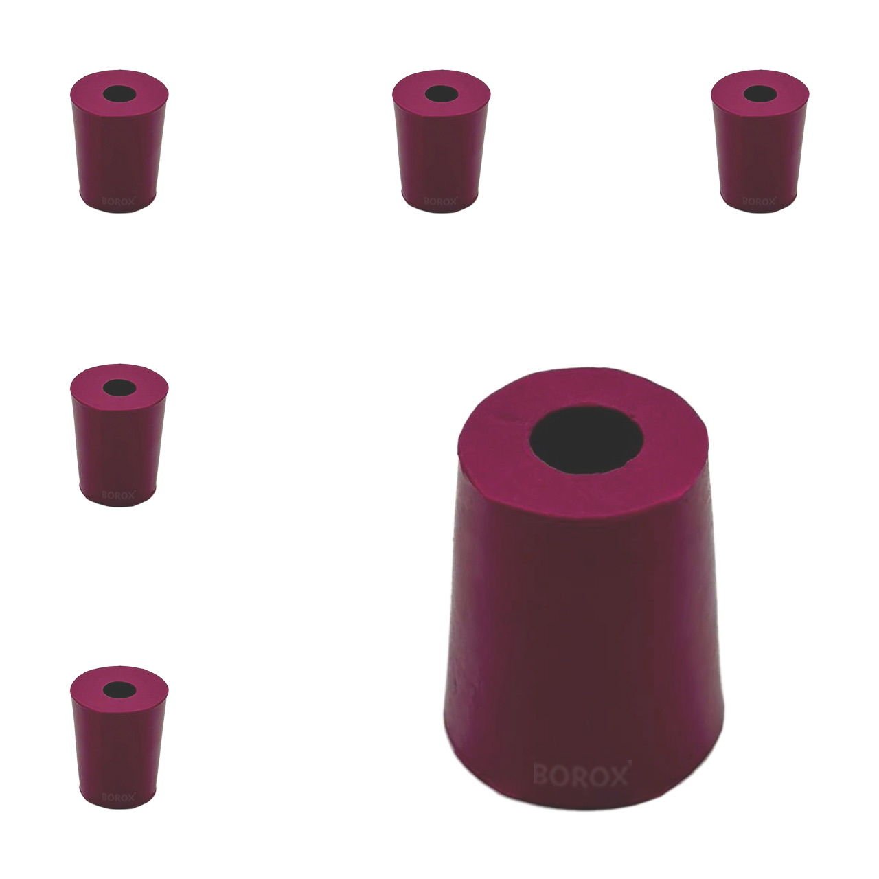 Borox Kauçuk Tıpa Delikli No 2 - 13x16,5x20mm NS 14/23 - 5Adet