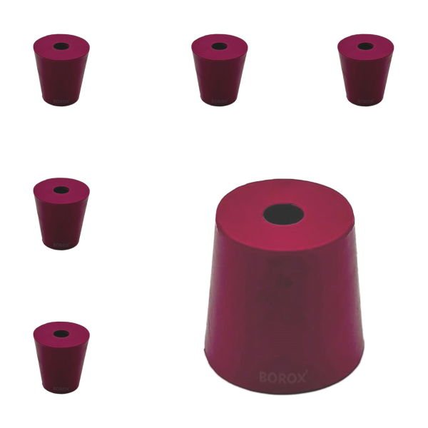 Borox Kauçuk Tıpa Delikli No 4 - 15x21x22mm NS 19/26 - 5Adet