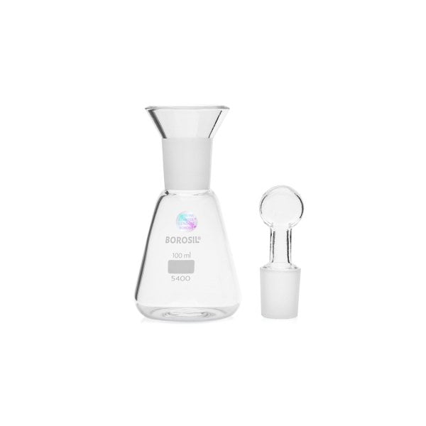 Borosil Cam Erlen 100 ml - İyot Erleni Cam Kapaklı NS24/29