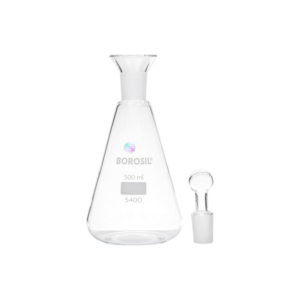 Borosil Cam Erlen 500 ml - İyot Erleni Cam Kapaklı NS24/29