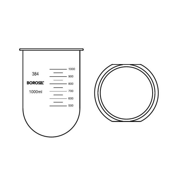 Borosil Cam Beher 1000ml - Dissolüsyon Cihazı Kabı - Beaker