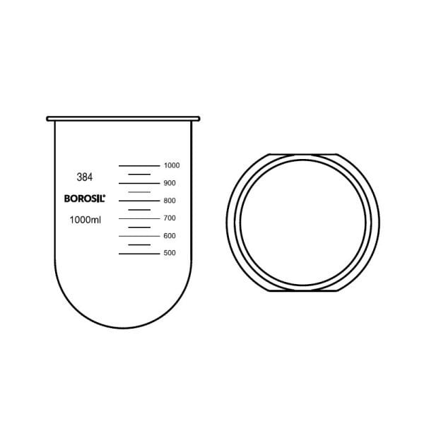 Borosil Cam Beher 1000ml - Dissolüsyon Cihazı Kabı - Beaker