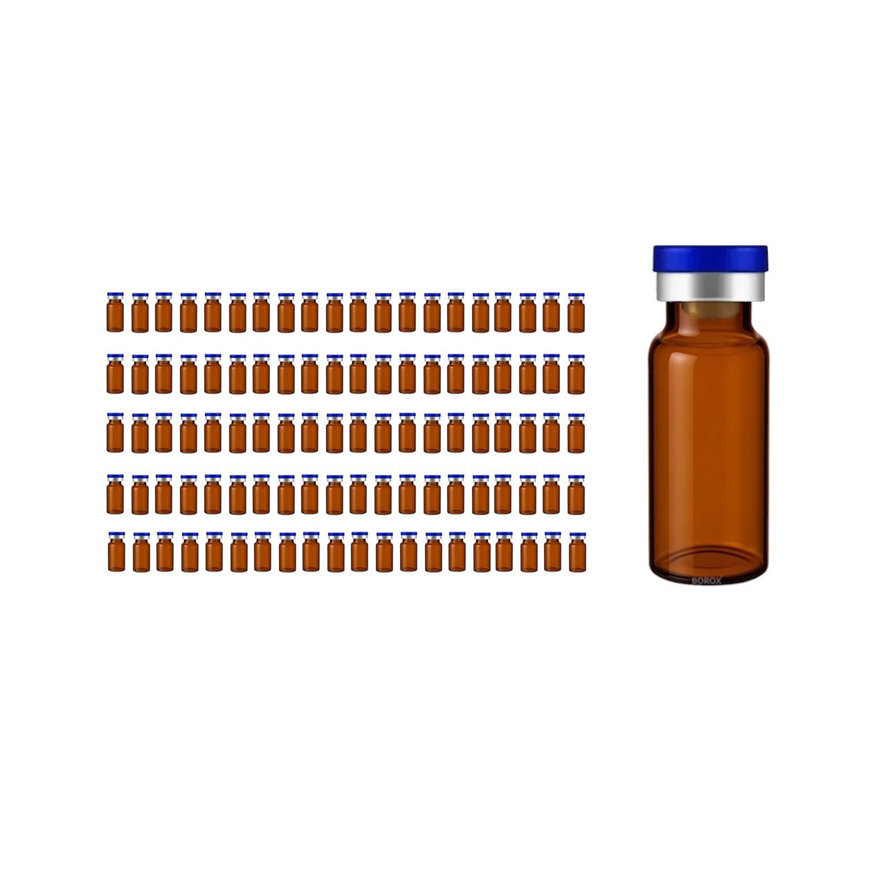 Borox Cam Vial 20 ml - Amber - Crimp ND20 - 100 adet/paket