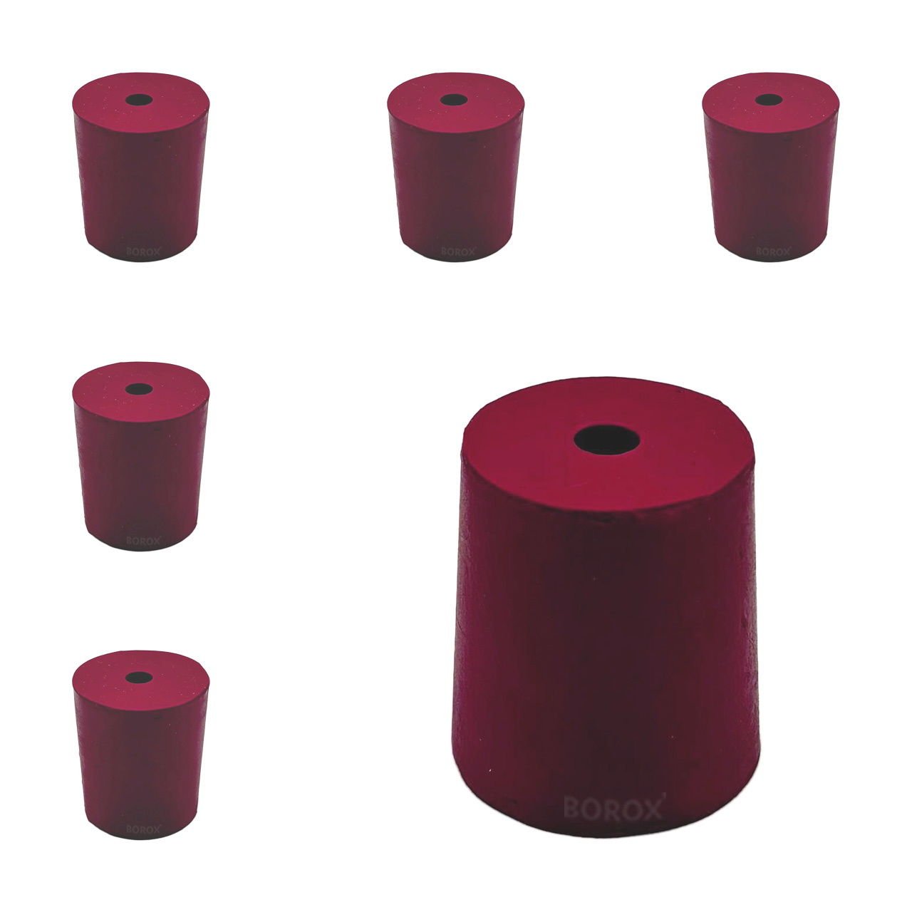 Borox Kauçuk Tıpa Delikli No 10 - 26x30x33mm NS 29/32 - 5Adet