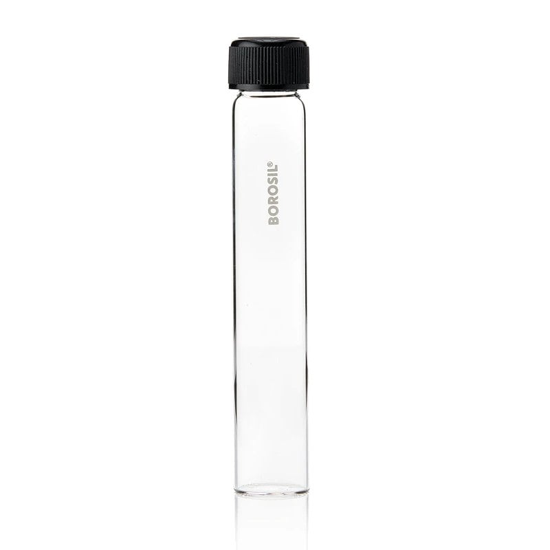 Borosil Cam Deney Tüpü 50 ml Dibi Düz - Kapaklı Kültür Tüp