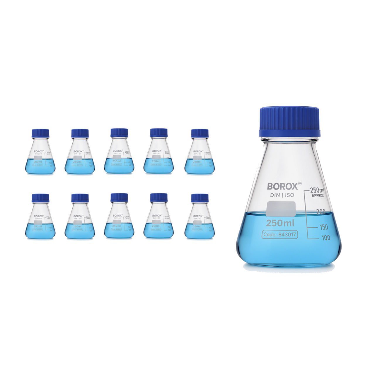 Borox Cam Erlen 100 ml - Erlenmeyer Flask Vida Kapaklı - 10 Adet Toptan